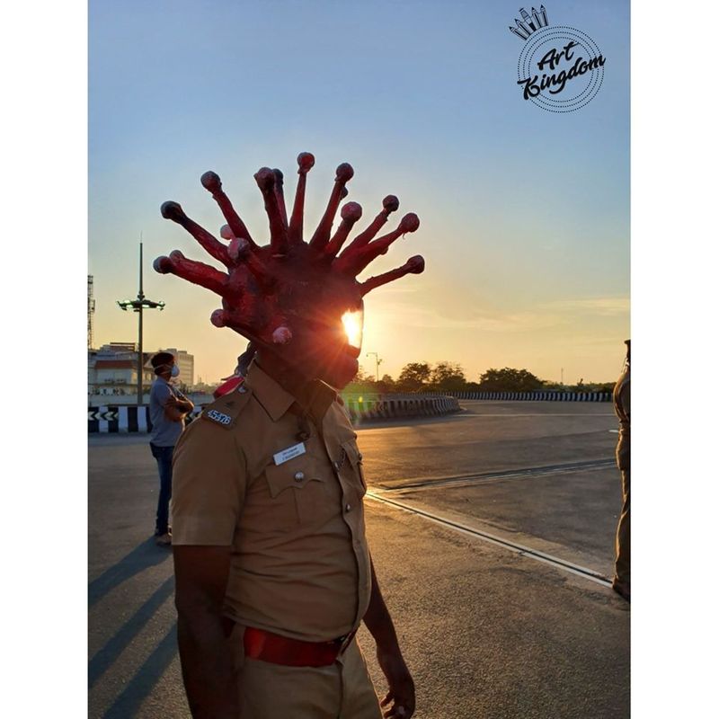B.Gowtham chennai based artists who meade the coronavirus helmet featured in currentMood magazine -2