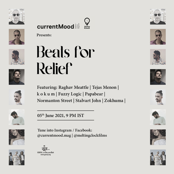 Beats-for-relief-by-currentMood-magazine-and-melting-clock-featuring-zokuhma-tejasmenon-kokum-raghav-meattle-fuzzy-logic