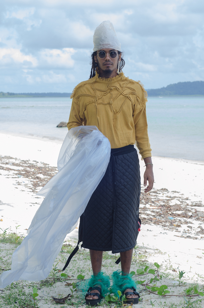 currentMood, an online Indian magazine shoots their 10th Issue, #lifeInPlastic in the Andaman and Nicobar Islands, using plastic waste found on the beaches as styling props.